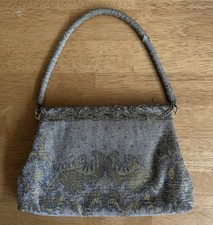 Rare Vintage Estd. 1930's DENISE FRANCELLE Paris MIcrobeaded Gold Evening Bag