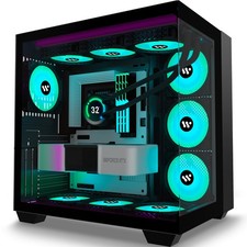 PC CASE ATX 9 PWM ARGB Fans Pre-Installed, Mid-Tower Gaming PC Case,