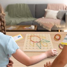 Wood Geoboard Set Development Toy Array Block Geoboard for Kids Toddlers