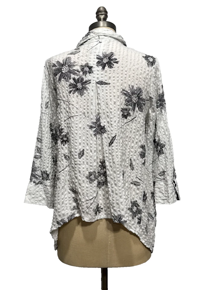 Blusa Top Mujer Nomadic Traders Mezcla de Lino Botón Frontal M Floral Texturizada Foto 3 de 4