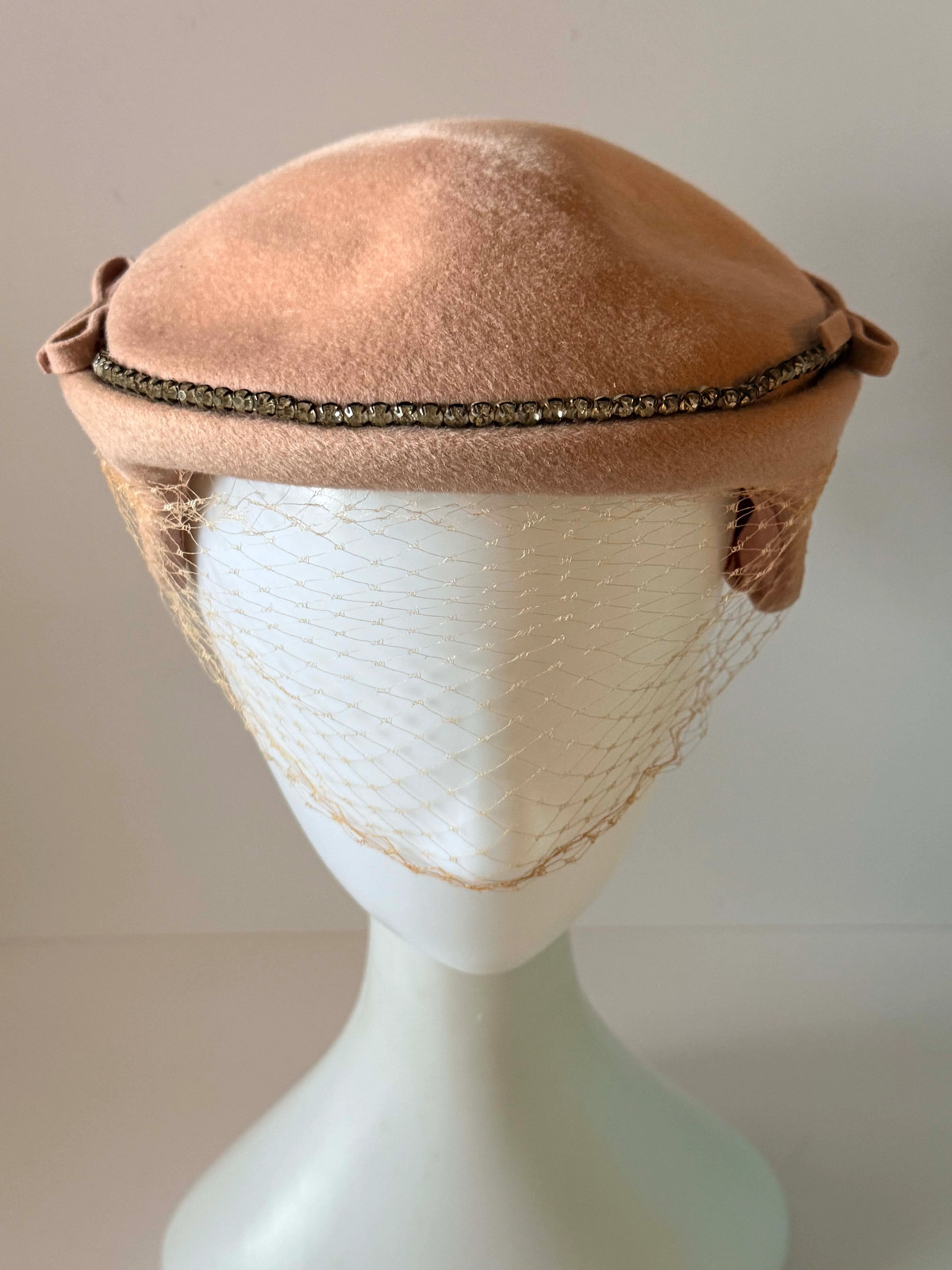 Vintage Blush Pink Half Hat, 1950s Veiled Cocktai… - image 6