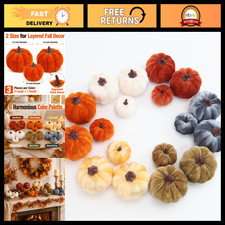18Pcs Velvet Mini Pumpkins - Faux Fall Decor, Cute Halloween Decorations