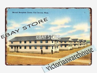 1930-45 Recruit Reception Center, Fort Devens, Massachusetts tin sign