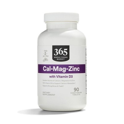 5/27 365 by Whole Foods Market, Cal-Mag-Zinc with Vitamin D3, Vegetarian, 90 Cou