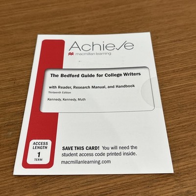 Achieve The Bedford Guide for College Writers 13th Edition 1 Term Access NEW