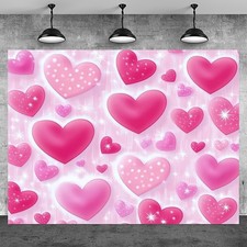 1pc, Happy Valentine'S Photography Backdrops Pink Heart-Shaped Background Dura