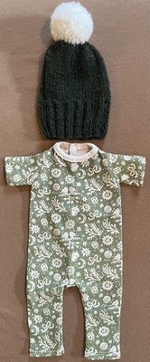 NEW Hazel Village EVERGREEN KNIT HAT & WINTER DREAMING PJ ROMPER