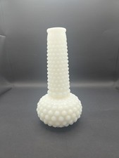Vintage Hobnail Milk Glass Flower Bud Vase E.O. Brody Co. Made In USA 7in