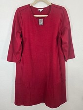 *NWT* J. Jill True Red Ponte Knit 3/4 Sleeve Shift Dress Career Classic, size MP