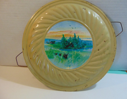 CHIMNEY FLUE STOVE PIPE METAL COVER-FEATURES BUCK & DEER-VINTAGE