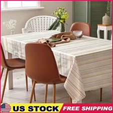 Multi Color Stripe Tablecloth 60x102 Rectangle Durable Polyester Washable New