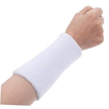 Wrist Sweatbands Elastic Sport Wristbands 6 Inch Absorbent Terry Cloth White