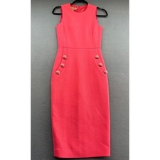 Michael Kors Dress Sz 0 Designer Pink Sheath Midi Dress Button Detail Business