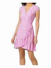 J. Crew Bubblegum Pink Floral Ruffle-Front Faux Wrap Mini Dress WM SZ S