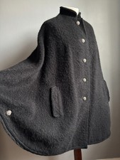 Vintage wool CAPE CLOAK black mohair VALMELINE military cavalry officer