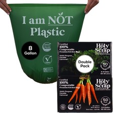 HOLY SCRAP! 6-8 Gal Compostable Trash Bags - 100 Pack, Odorless, Plastic-Free