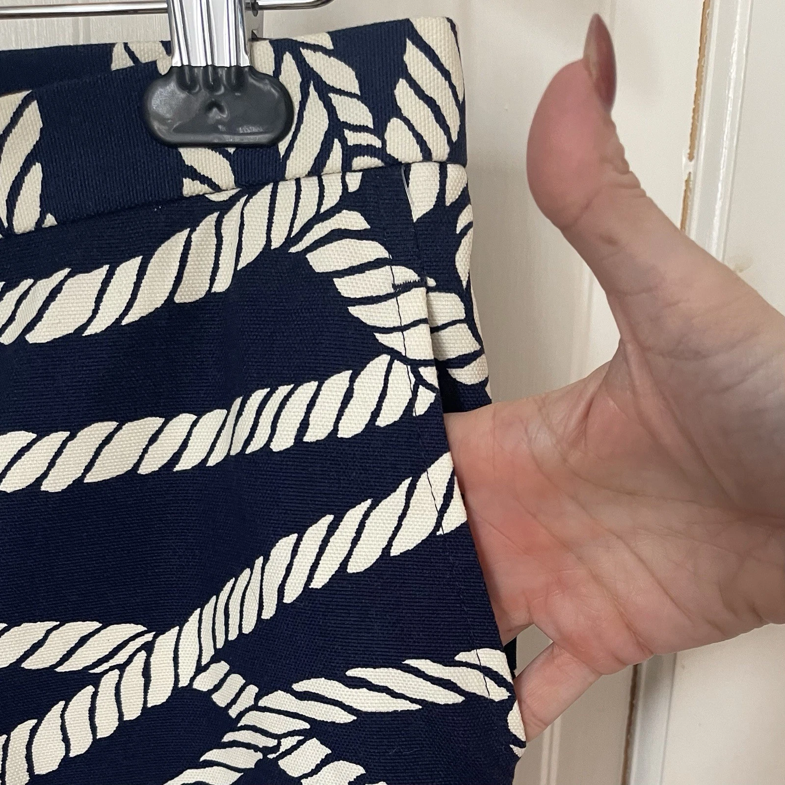 Moschino Pantaloni Crop Gamba Dritta Nautica 10 Blu Navy Coastal Preppy Designer