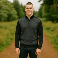 Ted Baker Mens 1/4 Zip Pullover Sweater Size Medium Black  New With Tags