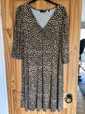Dorothy Perkins Beige Black Animal Print Comfy Relaxed Jersey Feel Dress Size 22