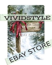 North Pole Sign tin sign snowy forest Christmas marker