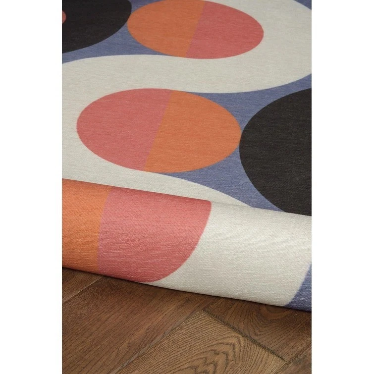 Linon Outdoor Washable Jupiter Orange And Pink 2' X 3' Area Rugs RUGOW2123 - Image 2 of 4