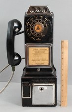 Vintage 1950s Automatic Electric Rotary Dial 3 Coin Slot Payphone Wall Telephone