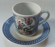 Vintage Chinese Porcelain Demitasse Cup & Saucer - Mandarin Multi Coloured - VGC