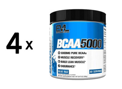 4 x EVL Nutrition Flavored BCAA 5000 (30 serv) Blue Raz (99,44 EUR/kg)