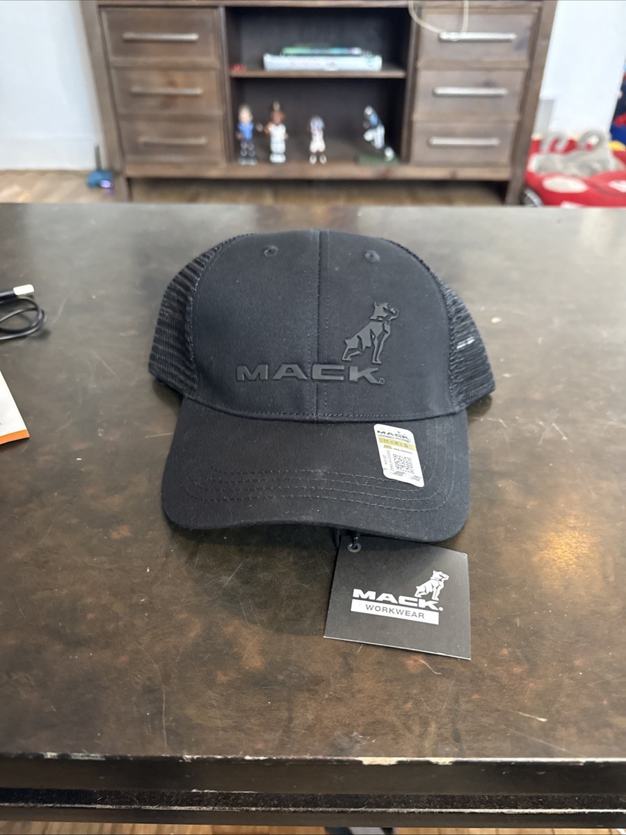 Mack Trucks Bulldog Logo Embroidered Black Snapback Trucker Hat