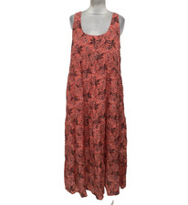 Per Una Women's Dress Size 12 Coral Mix Repeat Pattern Sleeveless Scoop Neck New