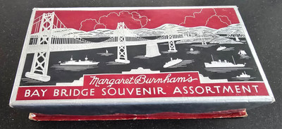 Vintage 1930's Margaret Burnham's Bay Bridge Souvenir Candy Box, Oakland, CA