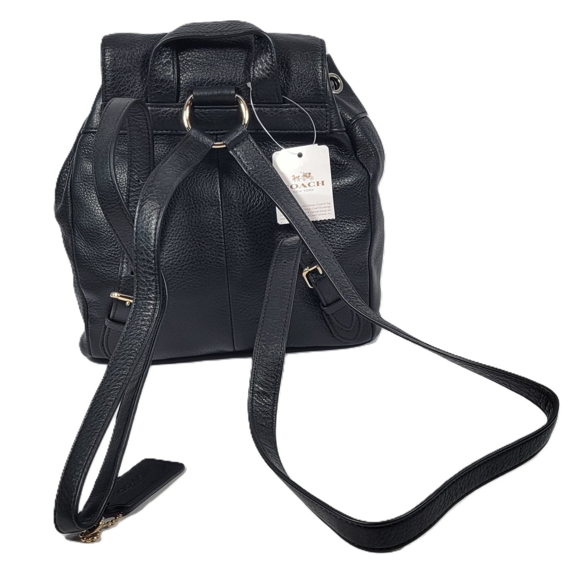 NWT COACH Logo Black Leather Billie Mini Backpack F37621 | eBay
