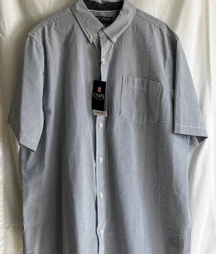 NWT CHAPS Men’s “Ensign Blue” Seacoast Wash Short Sleeved Button Down Shirt – XL - product listing photo