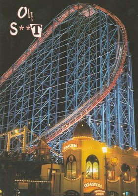 John Hinde Blackpool Vergnügen Strand Achterbahn Postkarte nicht verschickt