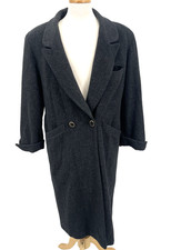Ashley Scott Wool Long Vintage Overcoat Women's Large Gray