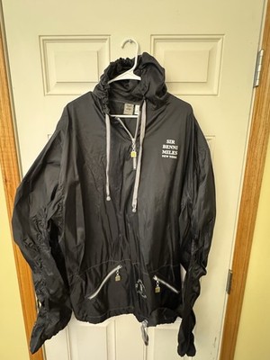 Sir Benni Miles Men's 2XL Black Hooded Full Zip Windbreaker Jacket Logo Nylon