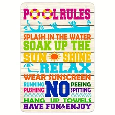 1pc Retro Tin Metal Signs Pool Rules Sign, 8x12 Inch Wall Hanging Decoration