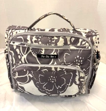 Ju-Ju-Be Diaper Bag Grey & White Floral Multi Straps Pad & More Free Shipping