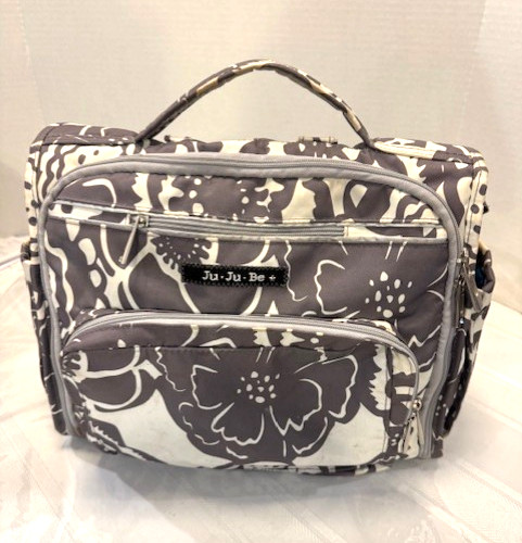 Ju-Ju-Be Diaper Bag Grey & White Floral Multi Straps Pad & More Free Shipping