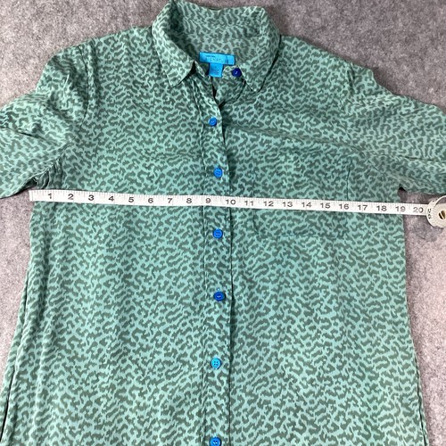 Nordstrom Signature Silk Dress Green Cheetah Print Summer Lightweight Midi Sz 6 - Picture 10 of 17