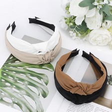 4 PCS Knotted Headbands For Women Girls Hair Band Solid Color Turban Wide