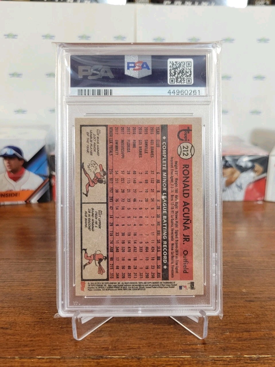RONALD ACUNA JR. 2018 Topps Archives Rookie # 212 PSA 10 Atlanta Braves Jr Ron ! view 2