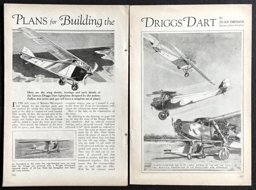 Driggs Dart 1 High Wing Cabin Monoplane 1930 HowTo Build PLANS