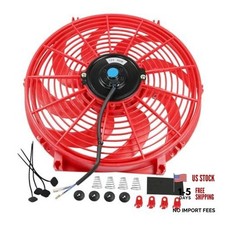 New 14" Inch Universal Slim Fan Push Pull Electric Radiator 14 Inch Red