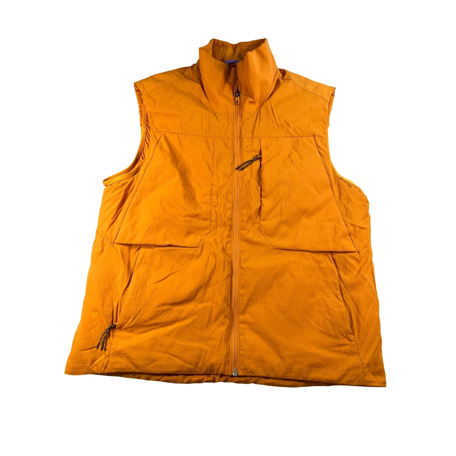 Lululemon Lab Mens Orange Insulated Nylon hiking Full Zip Utility Vest Large