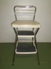 Vintage Cosco Kitchen Metal Step Stool Chair Flip Up Seat