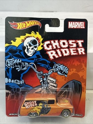 2015 Hot Wheels Marvel Ghost Rider '55 Chevy Panel Van Real Riders Metal Orange