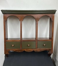 Vintage Tiered Wood Wall Rack Trinket Display Shelf Curio Handmade MCM Solid
