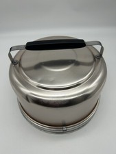 Vintage MIRRO Aluminum Locking Cake Carrier Black Handle Model 2003 KM Made USA