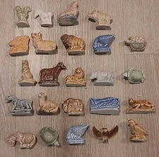 Lot of 24 Vintage Wade Whimsies England Red Rose Tea Miniature Figurines Glazed